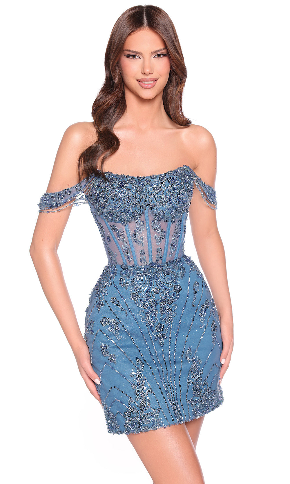 Amarra 88900 - Beaded Tulle Off Shoulder Mini Dress Cocktail Dresses