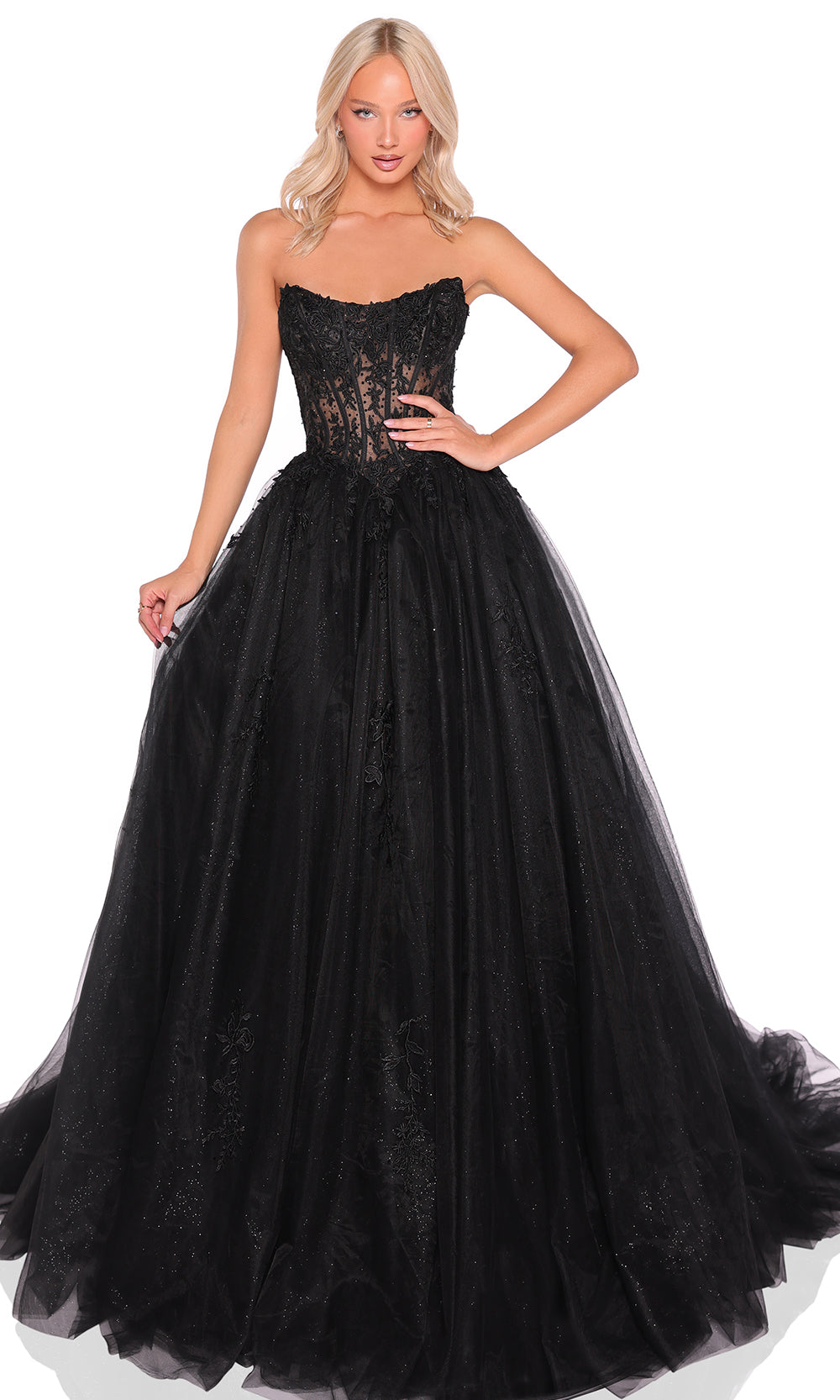 Amarra 88913 - Strapless Sheer Corset Tulle Gown Ball Gowns