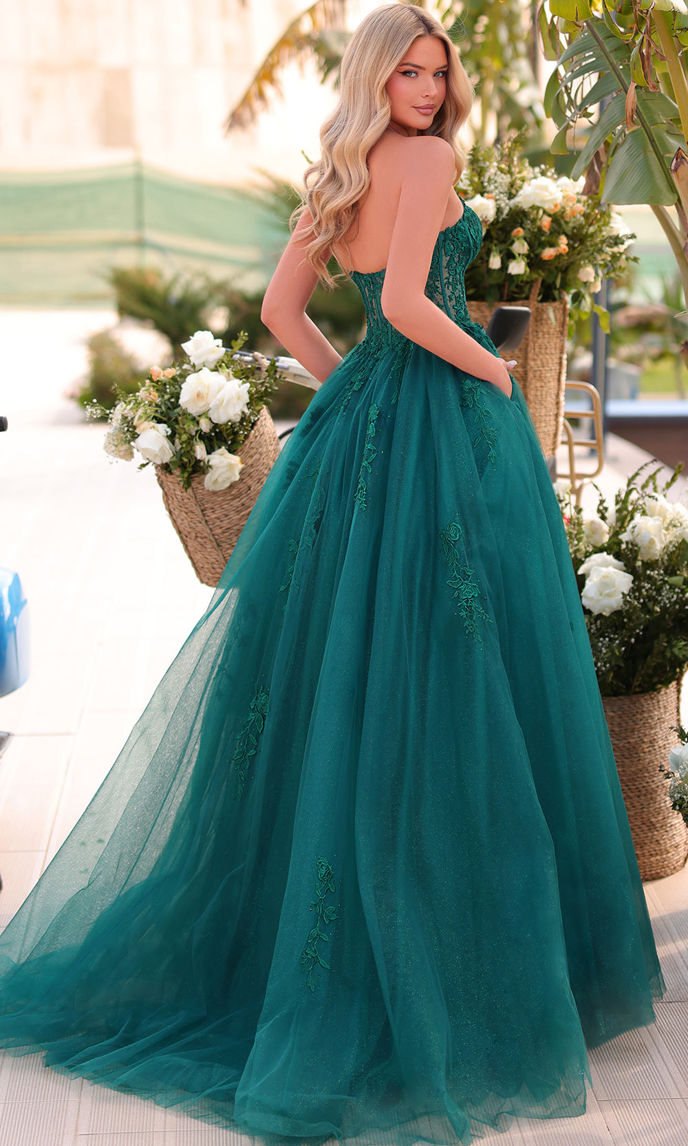 Amarra 88913 - Strapless Sheer Corset Tulle Gown Ball Gowns