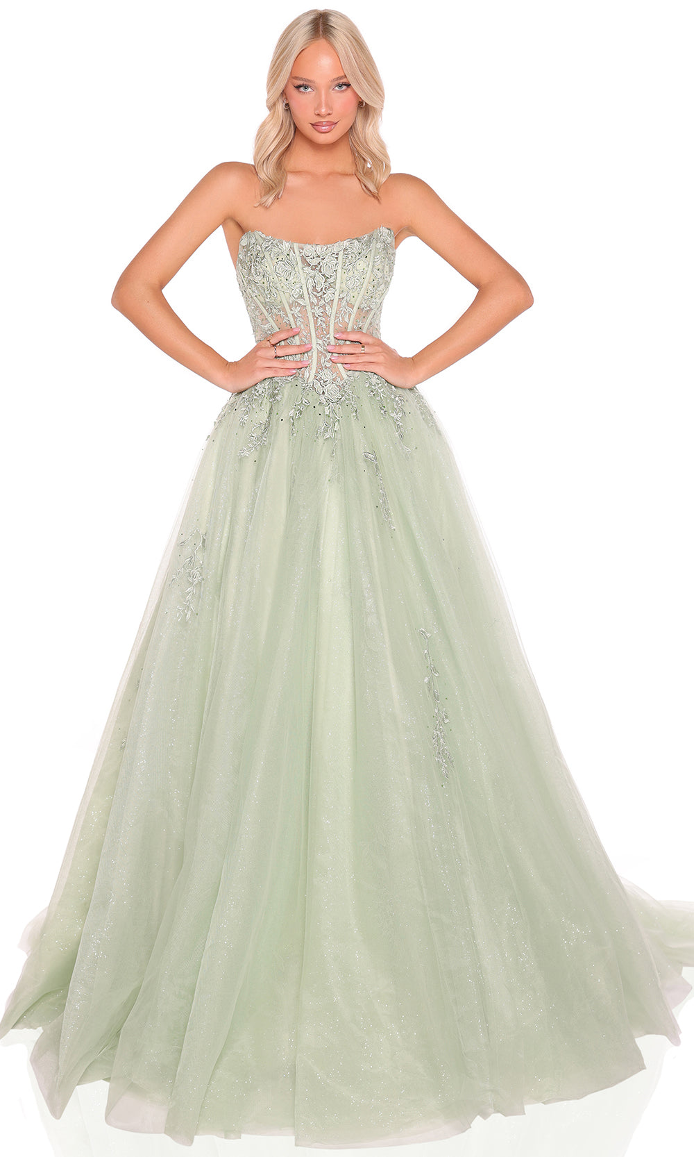 Amarra 88913 - Strapless Sheer Corset Tulle Gown Ball Gowns