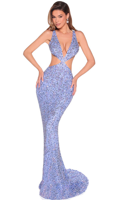 Amarra 88937 - V-Neck Shimmer Gown with Cutout Prom Dresses