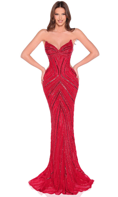 Amarra 88960 - Linear Beaded Deep V-Neck Gown Prom Dresses
