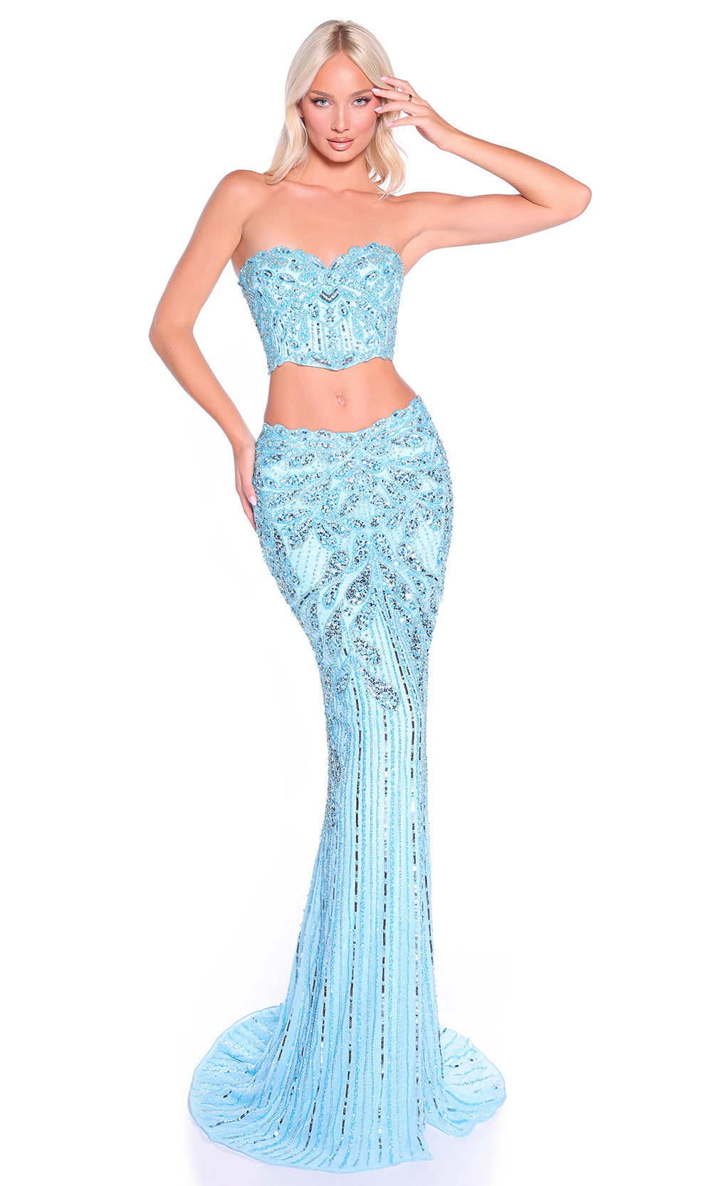 Amarra 89059 - Strapless Crop Top Beaded Dress Prom Dresses