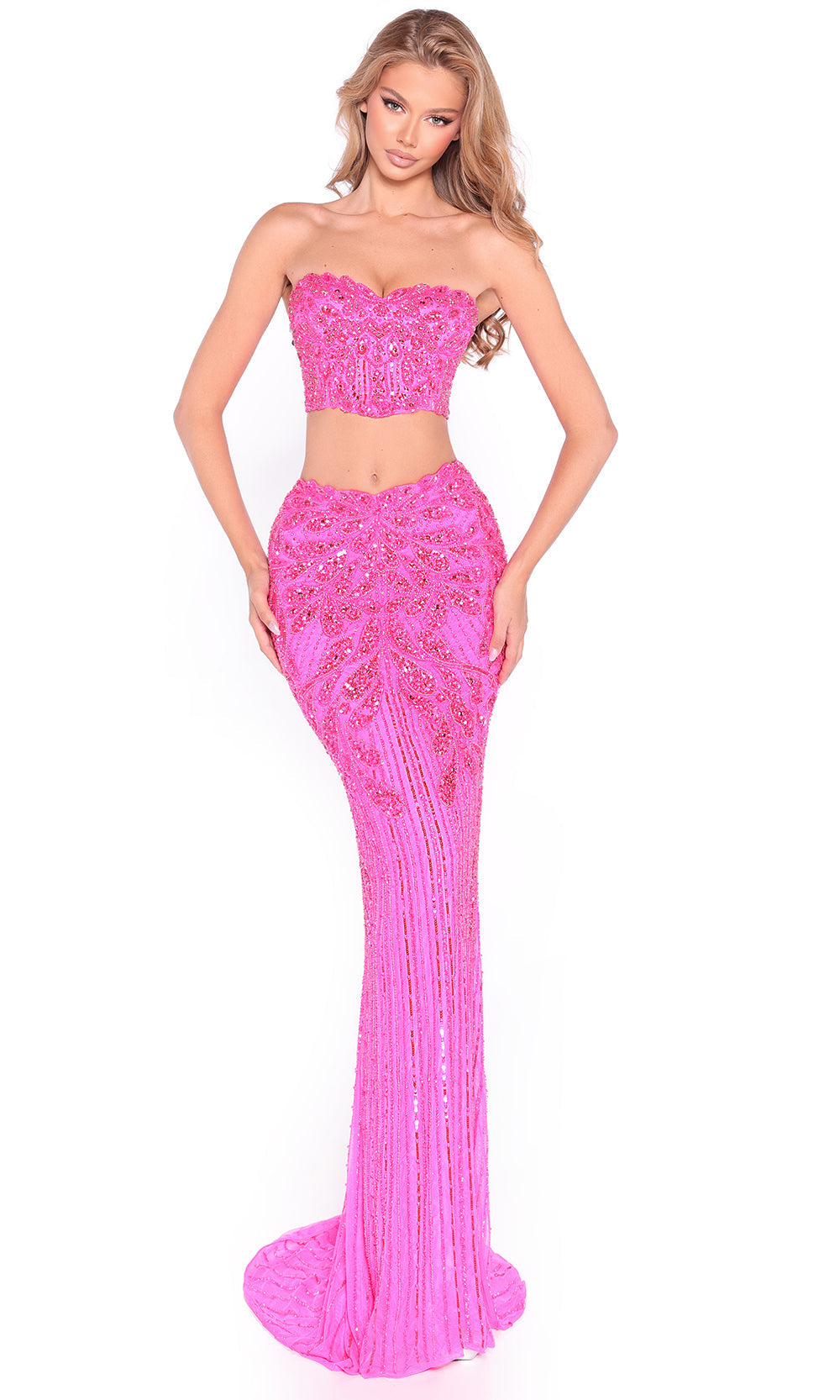 Amarra 89059 - Strapless Crop Top Beaded Dress Prom Dresses