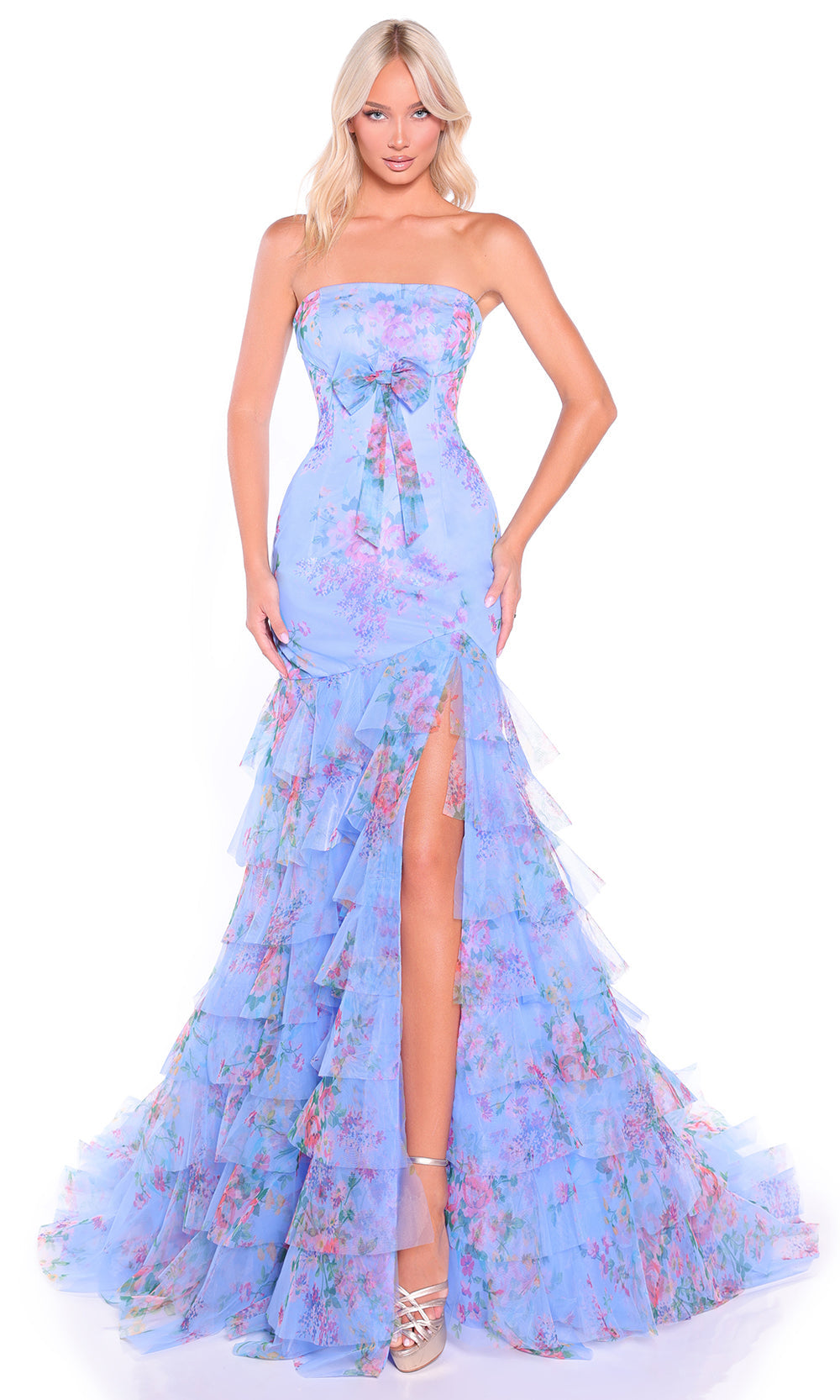 Amarra 89075 - Ruffled Trumpet Dress with Bow Detail Prom Dresses