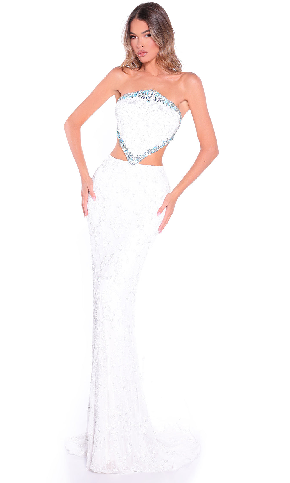 Amarra 89095 - Strapless Neckline Beaded Long Dress Prom Dresses