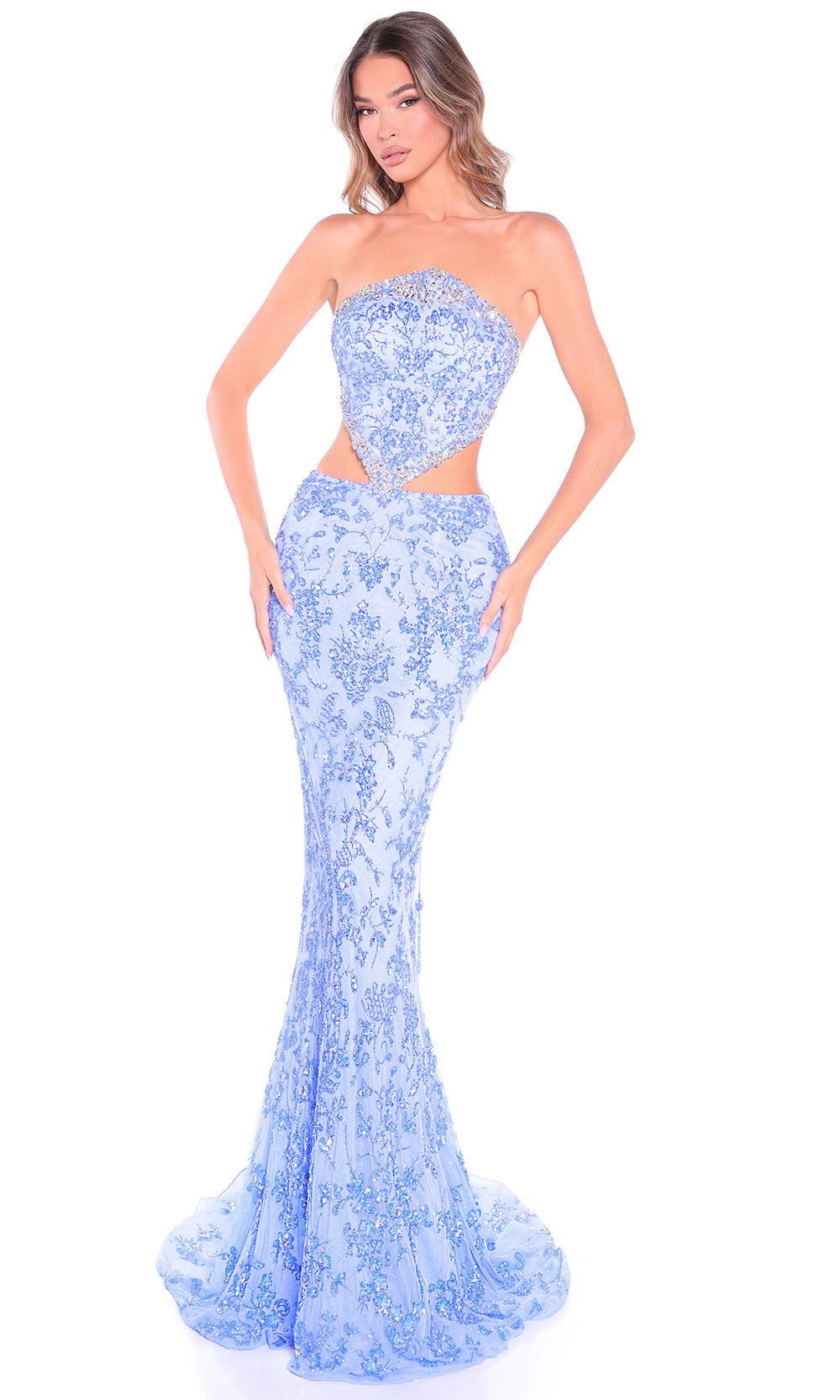 Amarra 89095 - Strapless Neckline Beaded Long Dress Prom Dresses