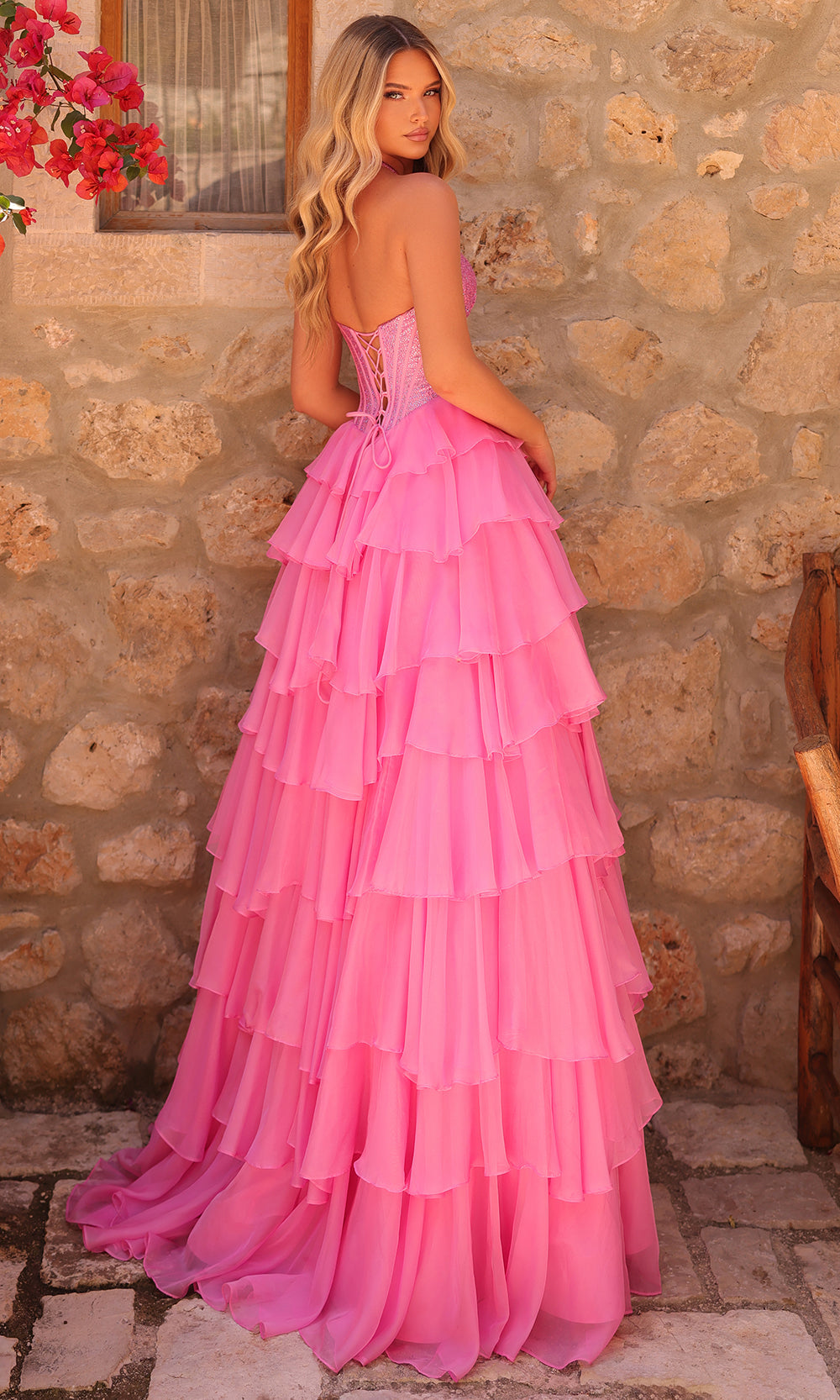Amarra 89287 - Beaded Ruffle Slit A-Line Dress Prom Dresses