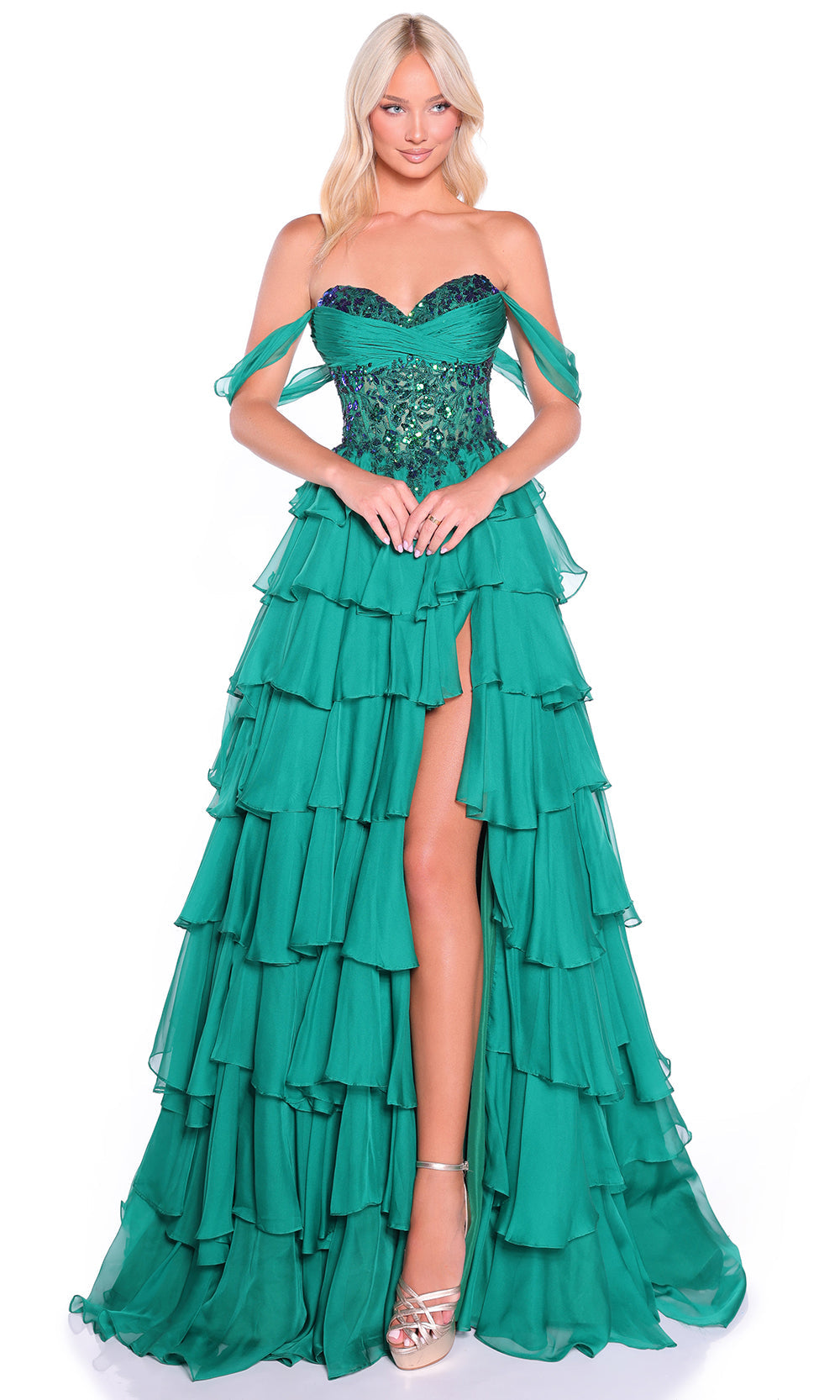 Amarra 89313 - Sparkling Corset Sweetheart Ruffle Gown Prom Dresses