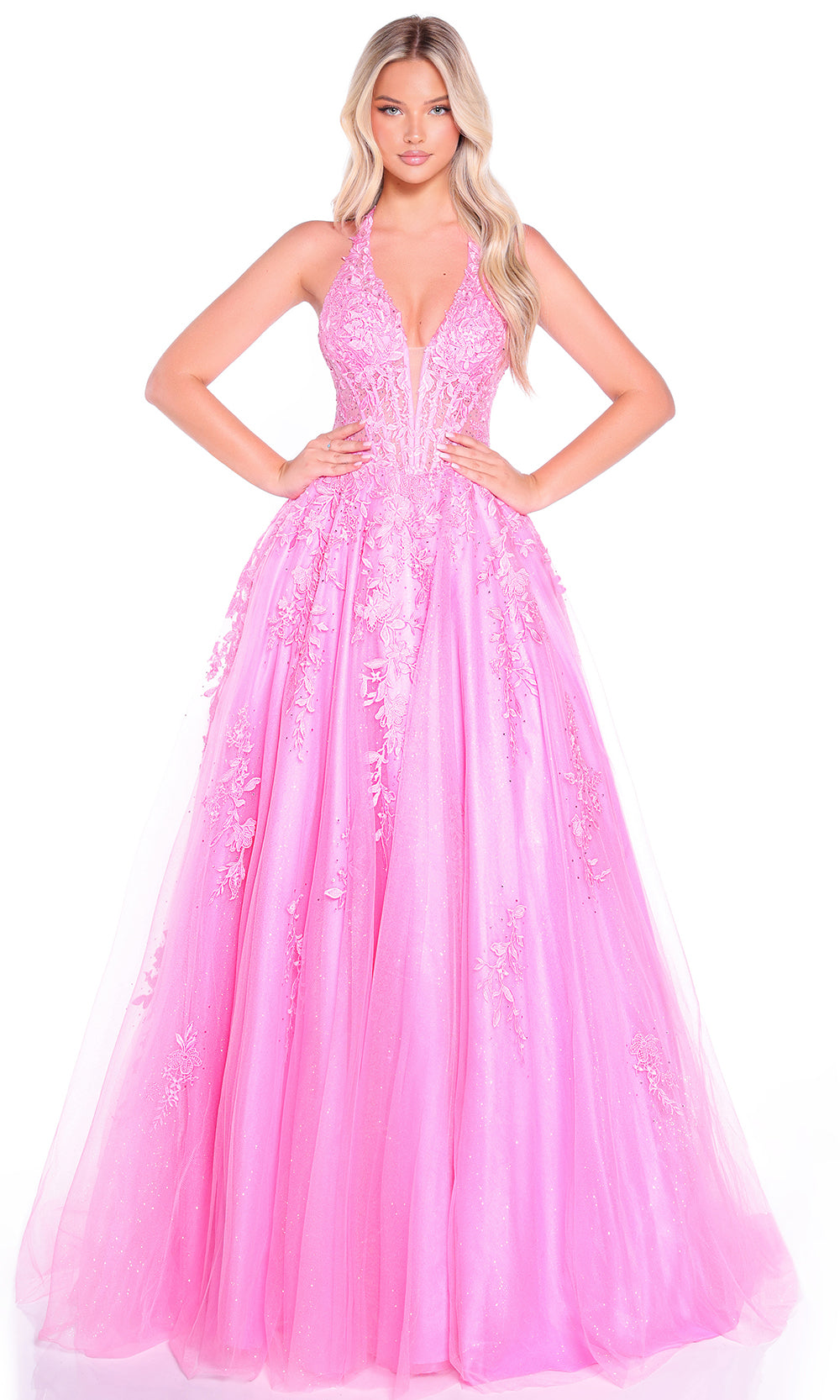 Amarra 89317 - Embroidered Halter Layered Skirt Gown Prom Dresses