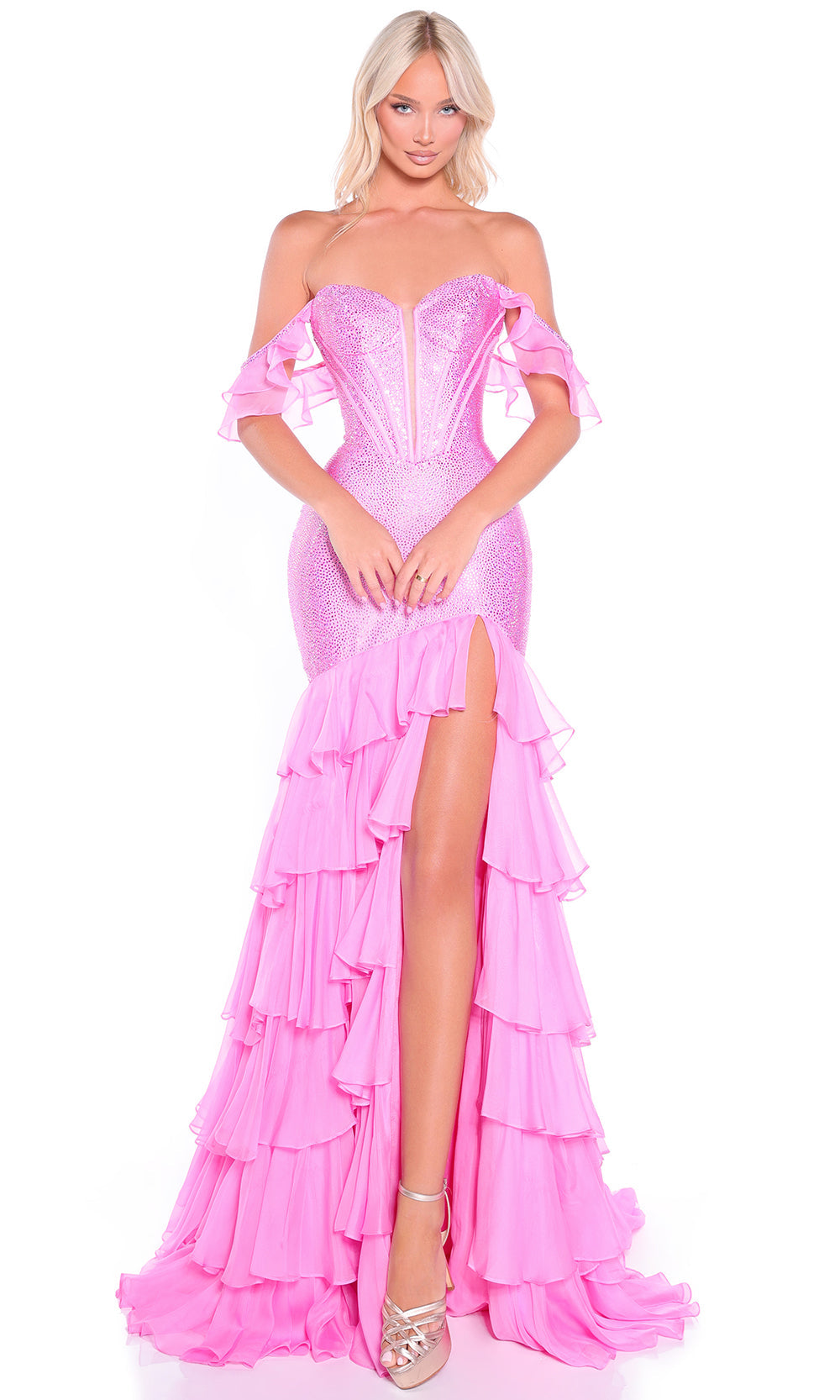 Amarra 89345 - Beaded Bodice Layered Trumpet Gown Prom Dresses