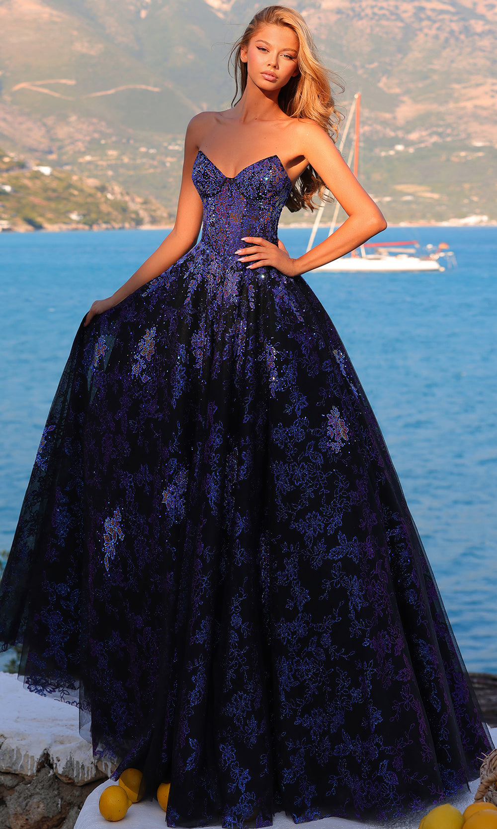 Amarra 89415 - Floral Beaded Sweetheart Long Gown Prom Dresses