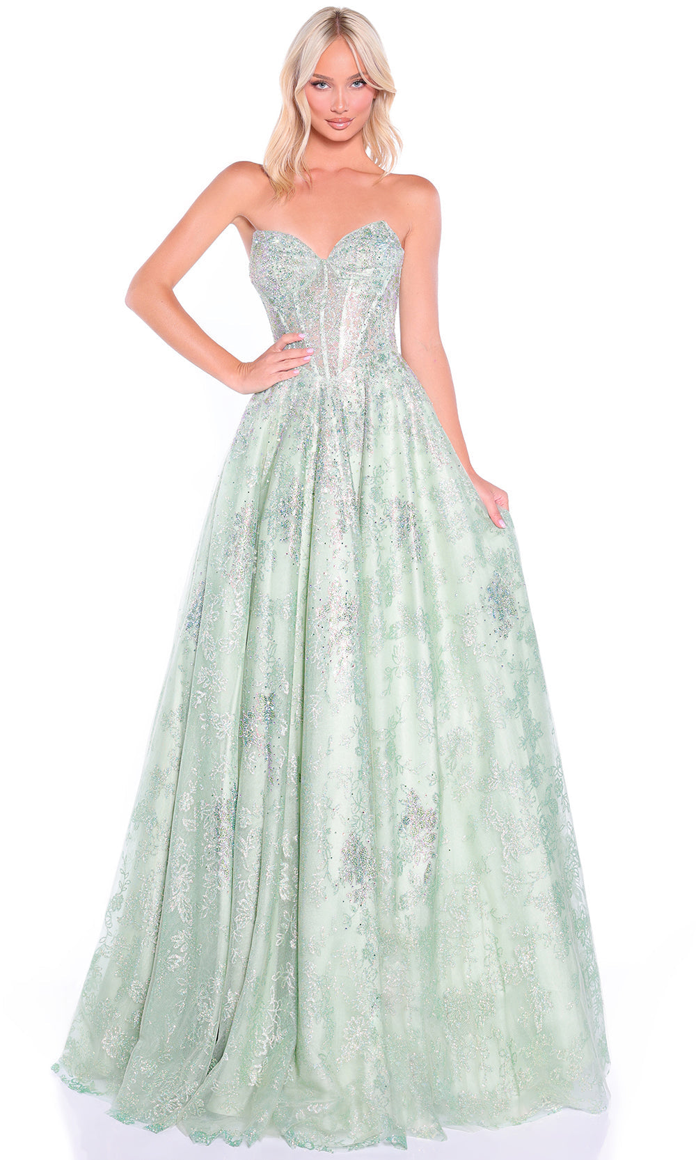 Amarra 89415 - Floral Beaded Sweetheart Long Gown Prom Dresses