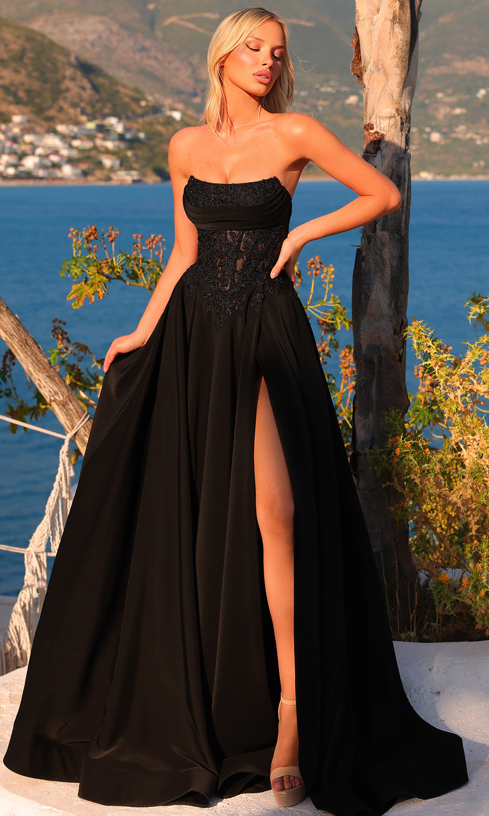 Amarra 89421 - Straight Across Lace Detail Gown Prom Dresses