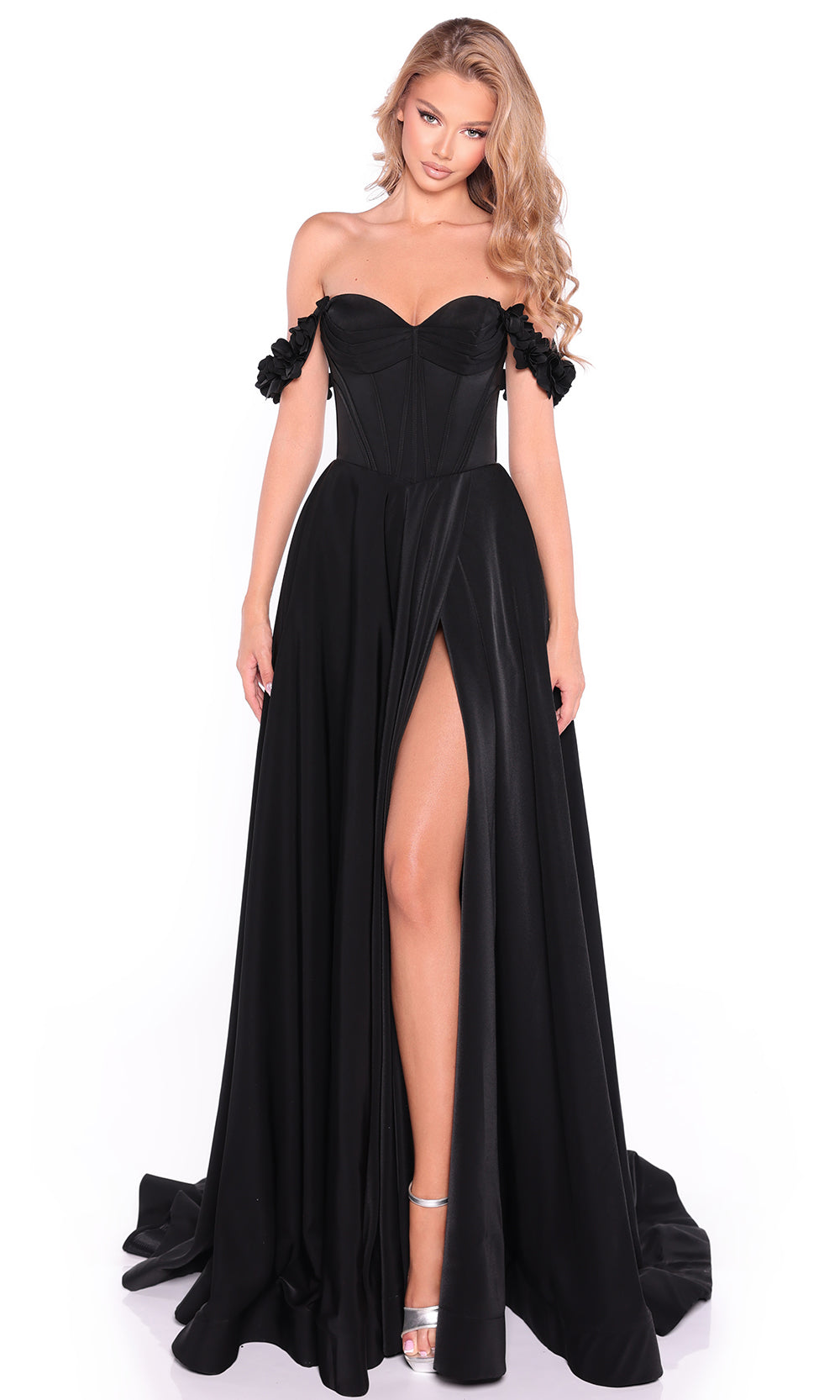 Amarra 89441 - Floral Sleeve High Slit A-Line Gown Prom Dresses
