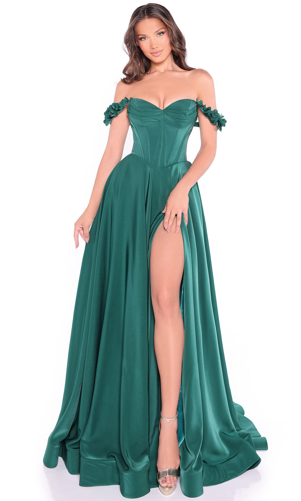 Amarra 89441 - Floral Sleeve High Slit A-Line Gown Prom Dresses
