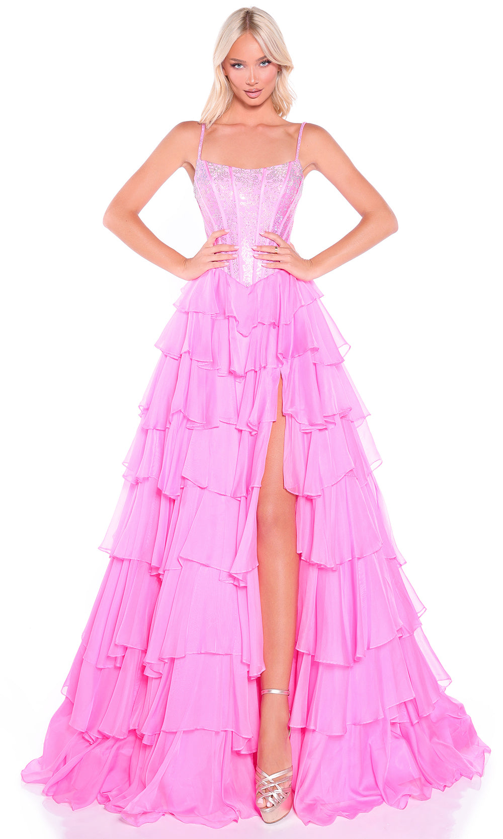 Amarra 89459 - Spaghetti Strap Corset Ruffle Ballgown Prom Dresses
