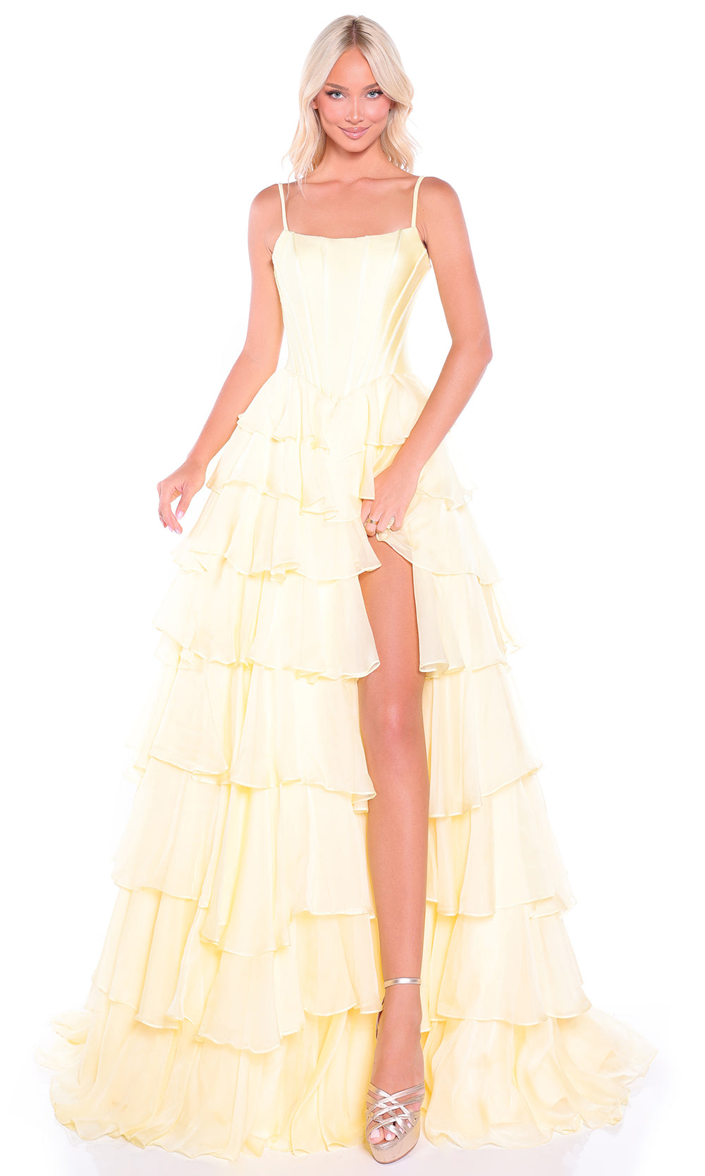 Amarra 89461 - Corset Style Ruffle A-Line Gown Prom Dresses