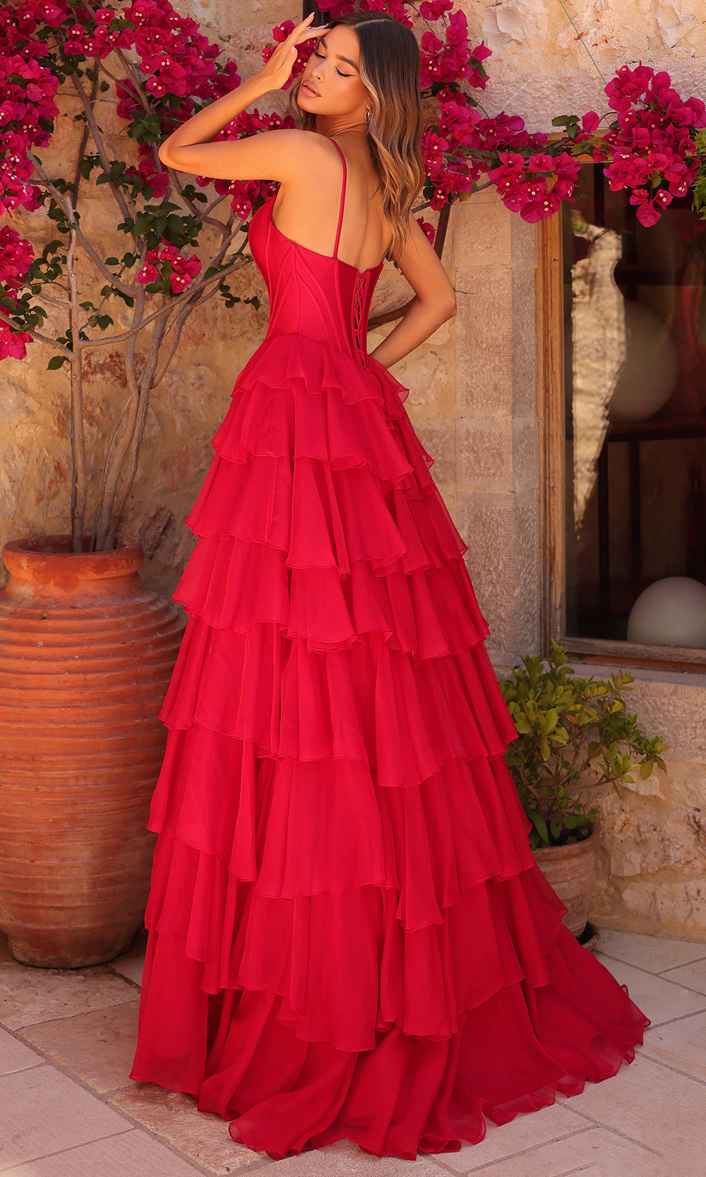 Amarra 89461 - Corset Style Ruffle A-Line Gown Prom Dresses