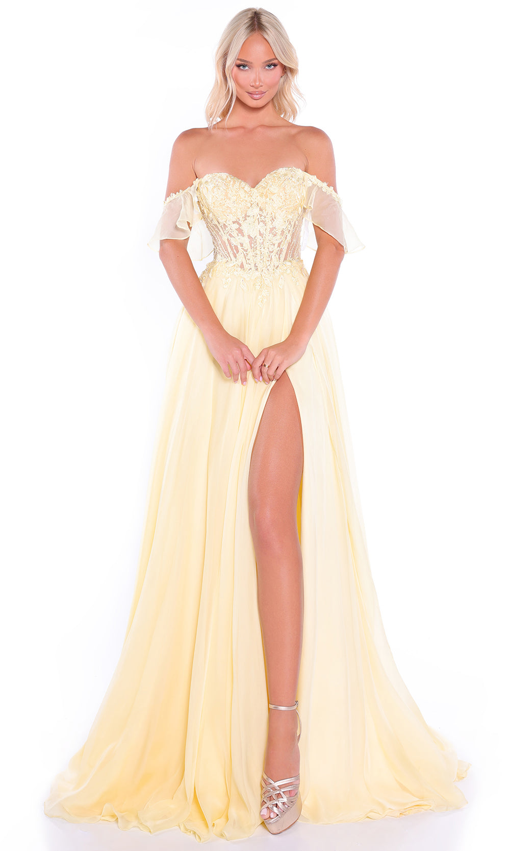 Amarra 89481 - Embroidered Top Flowy A-Line Gown Prom Dresses