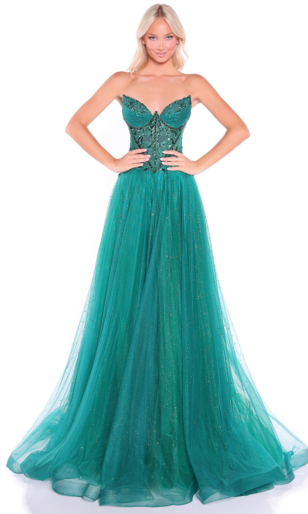 Amarra 89488 - V-Neckline Layered A-Line Gown Prom Dresses