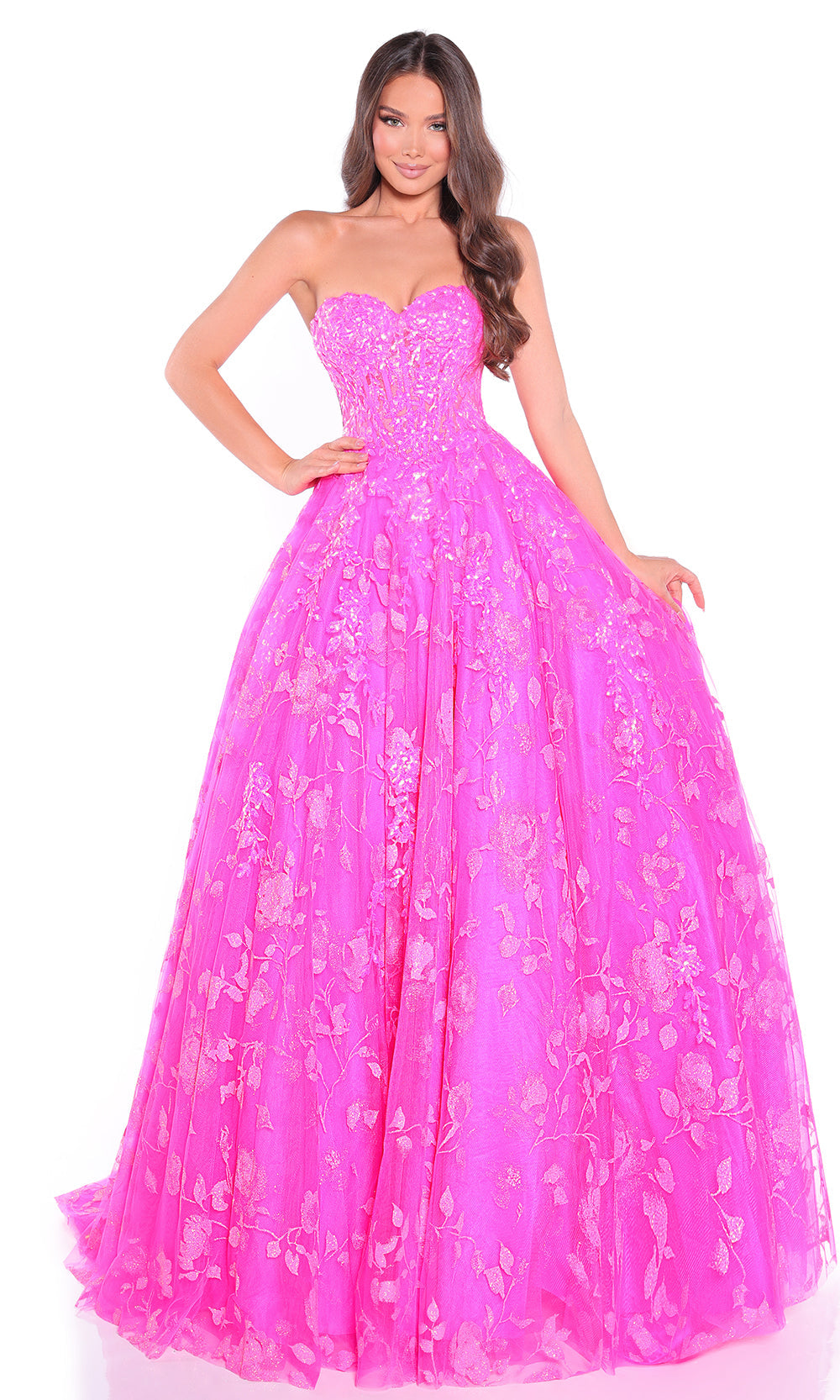 Amarra 89513 - Sweetheart A-Line Gown with Floral Appliques Prom Dresses
