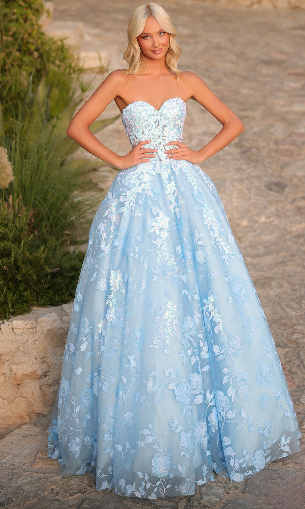 Amarra 89513 - Sweetheart A-Line Gown with Floral Appliques Prom Dresses