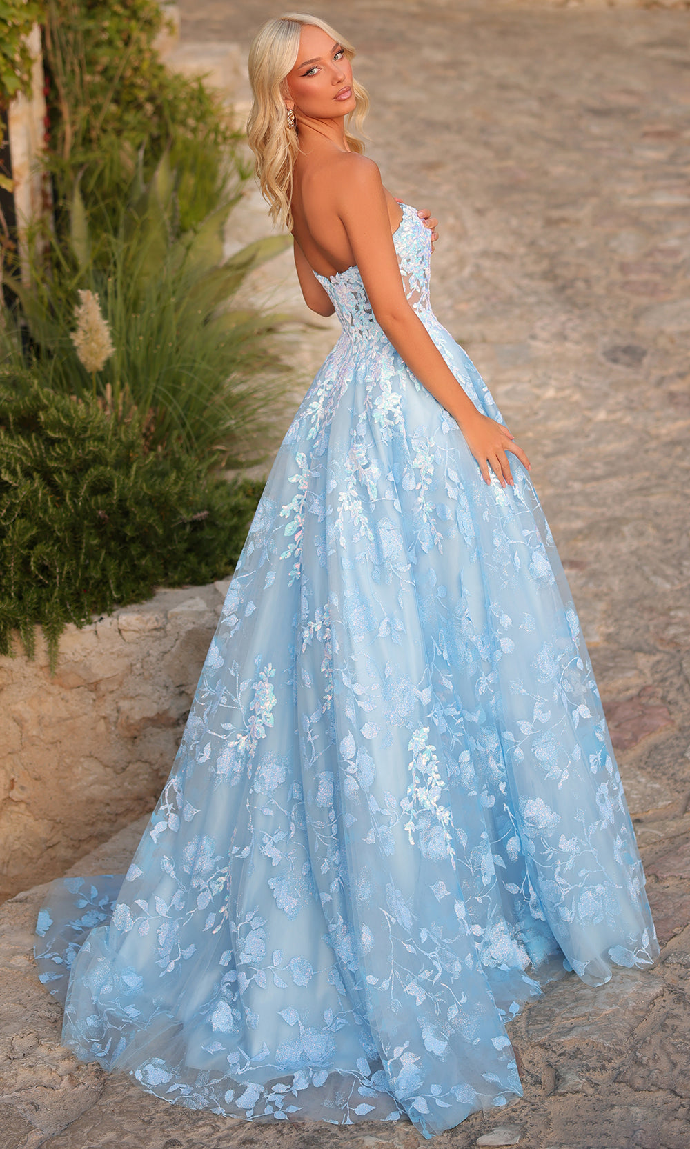 Amarra 89513 - Sweetheart A-Line Gown with Floral Appliques Prom Dresses