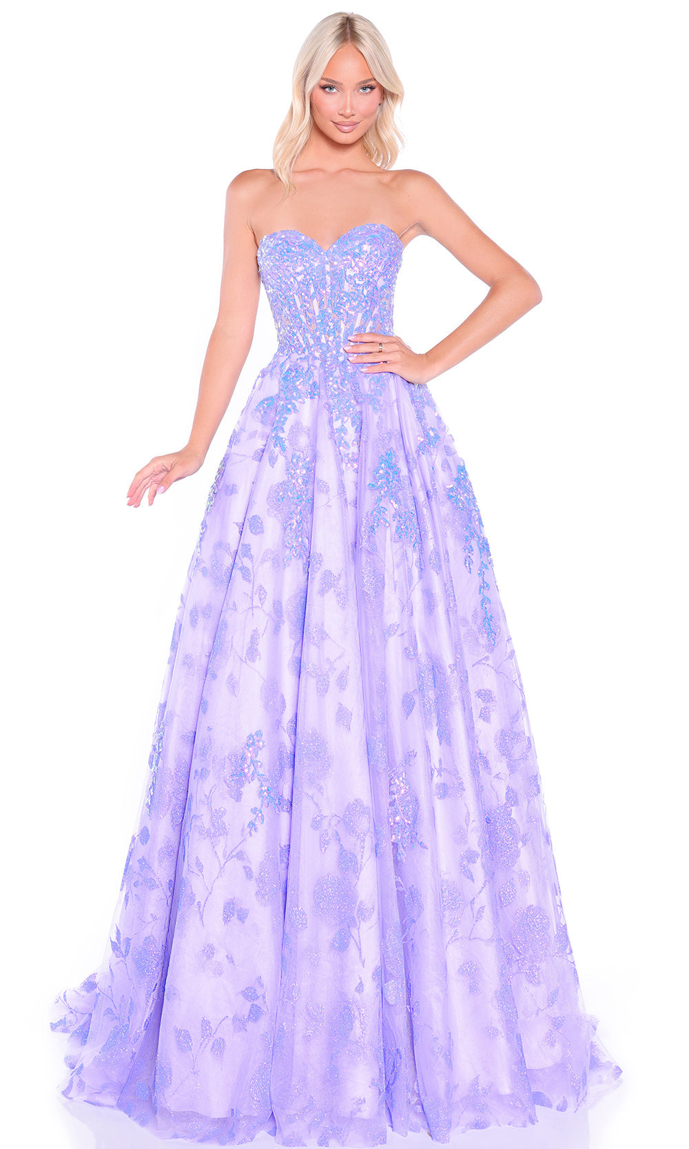 Amarra 89513 - Sweetheart A-Line Gown with Floral Appliques Prom Dresses