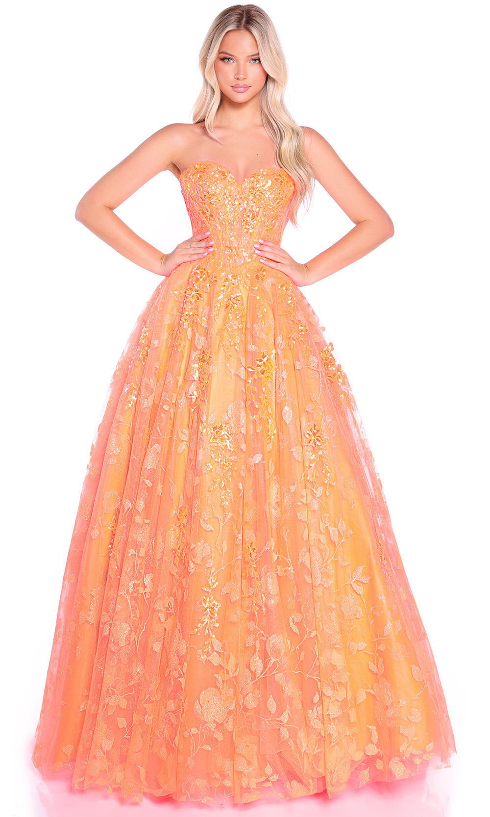 Amarra 89513 - Sweetheart A-Line Gown with Floral Appliques Prom Dresses