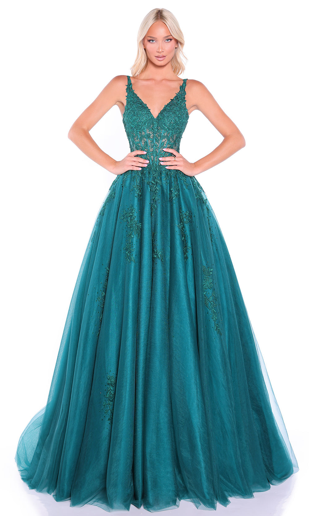 Amarra 89523 - Lace-Up Back Embroidered Prom Dress Prom Dresses
