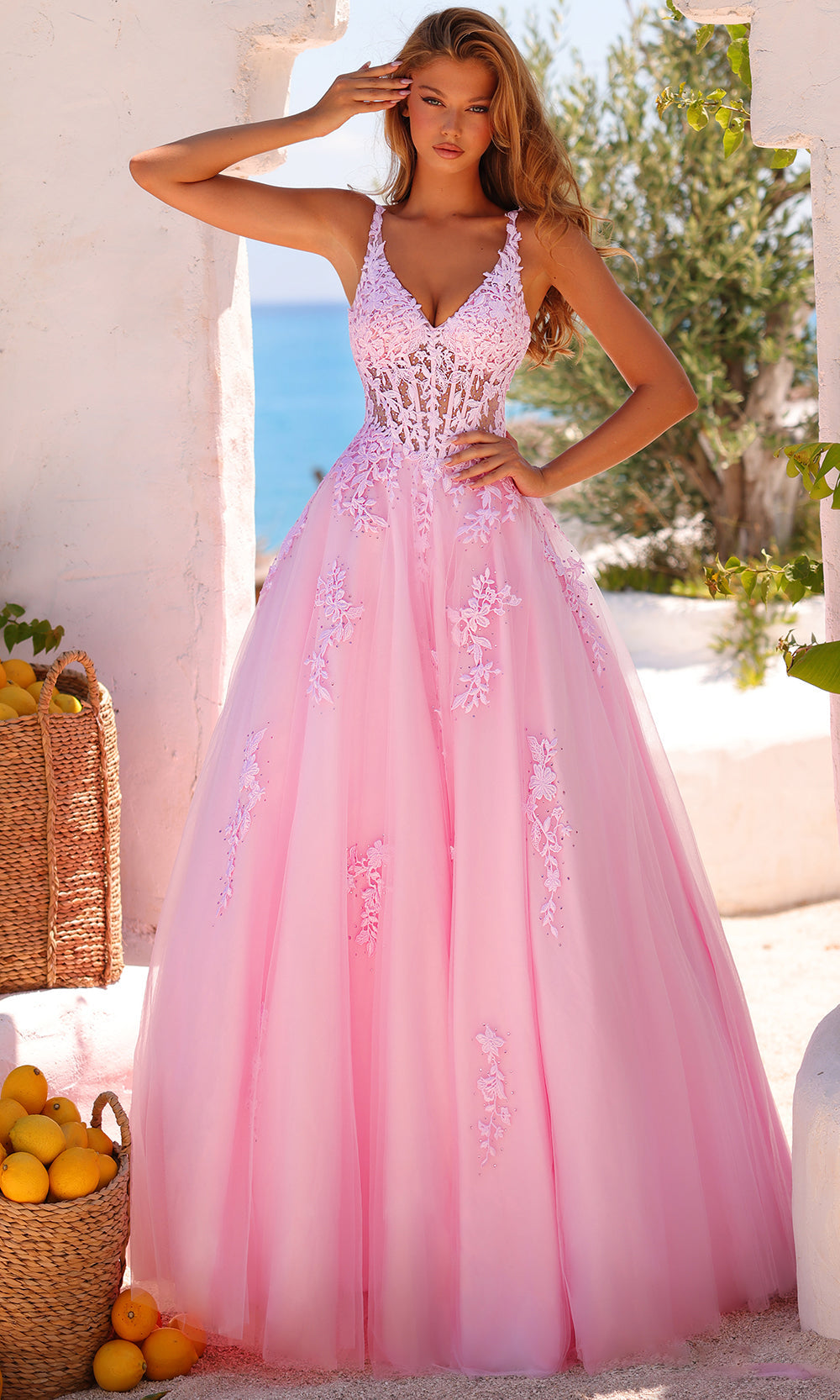 Amarra 89523 - Lace-Up Back Embroidered Prom Dress Prom Dresses