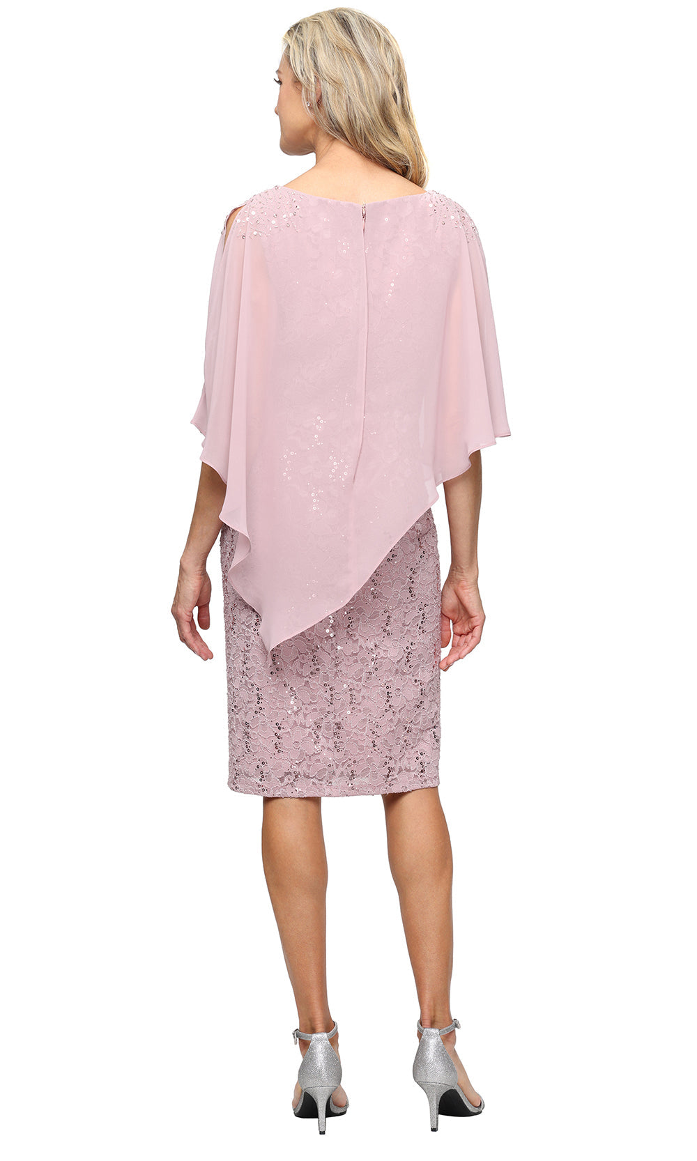 S.L. Fashions Dresses (SLNY) 9213150 - Knee-Length Cape Overlay Dress Cocktail Dresses
