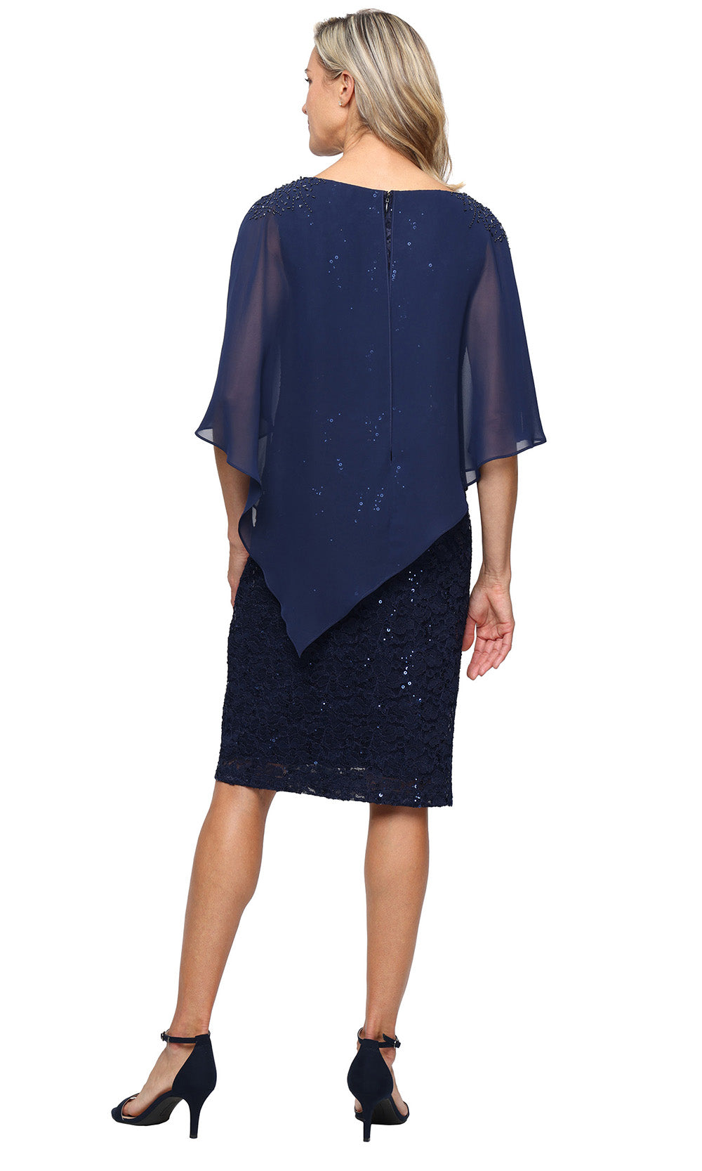 S.L. Fashions Dresses (SLNY) 9113150 - Asymmetric Overlay Knee-Length Dress Mother of the Bride Dresses