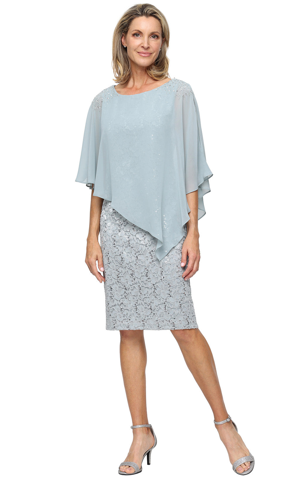 S.L. Fashions Dresses (SLNY) 9213150 - Knee-Length Cape Overlay Dress Cocktail Dresses