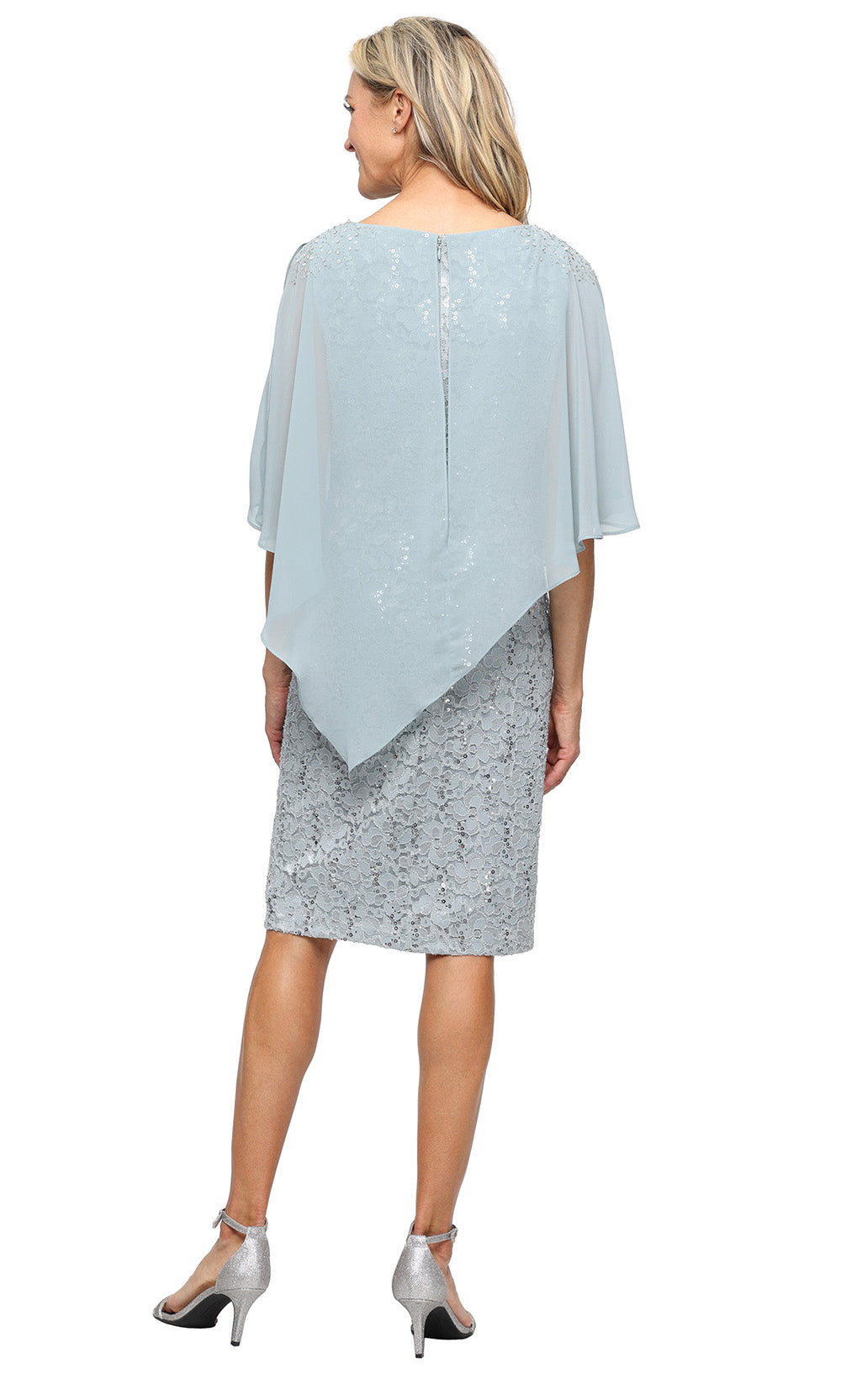S.L. Fashions Dresses (SLNY) 9113150 - Asymmetric Overlay Knee-Length Dress Mother of the Bride Dresses