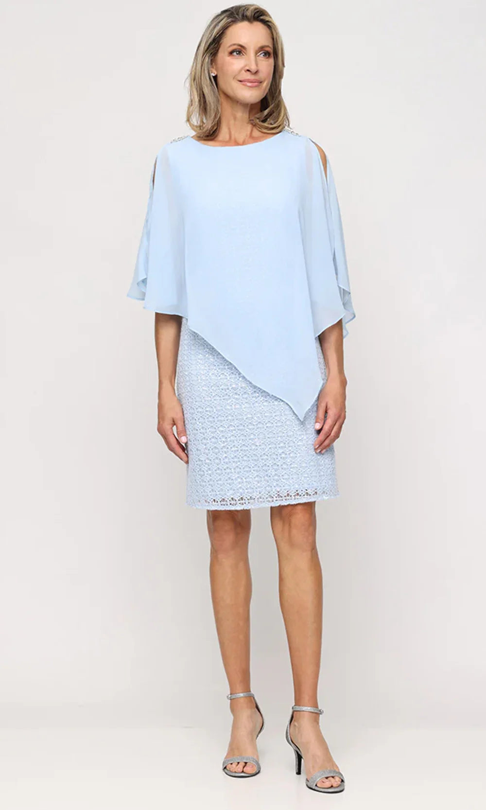 S.L. Fashions Dresses (SLNY) 9415125 - Cold Shoulder Lace Dress Cocktail Dresses in Blue and 