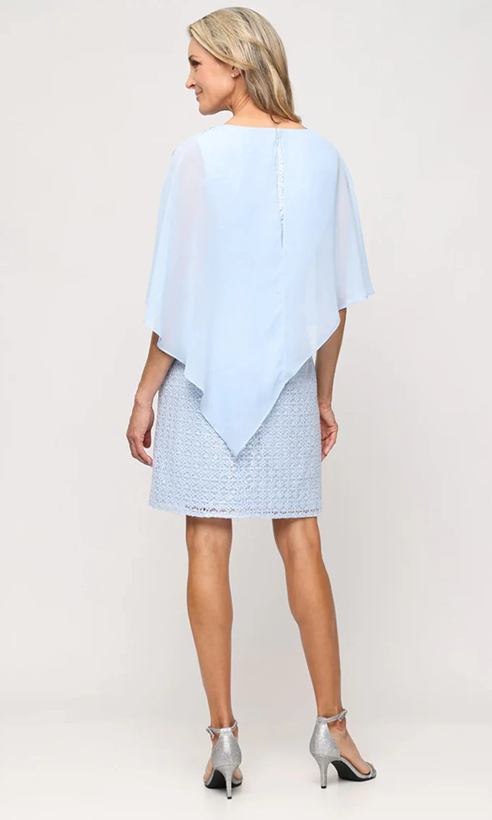S.L. Fashions Dresses (SLNY) 9115125 - Embellished Cold Shoulder Dress Mother of the Bride Dresses in Light Blue
