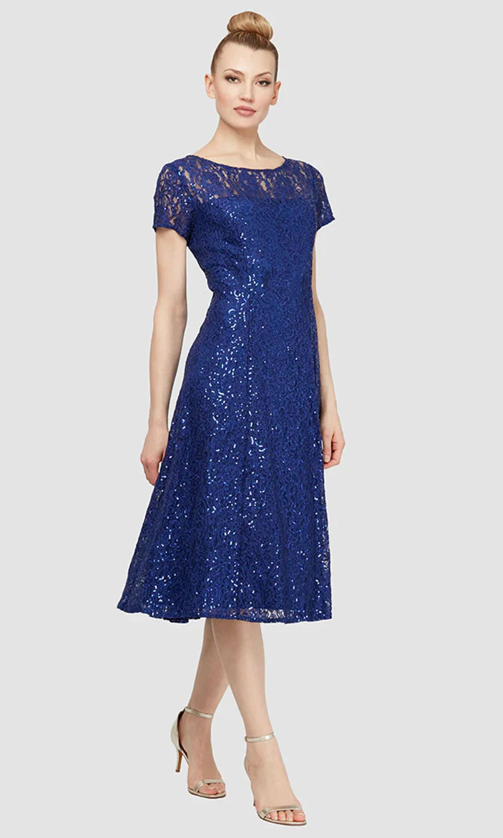 S.L. Fashions Dresses (SLNY) 9219129 - Scoop Neck Lace A-Line Dress Party Dresses