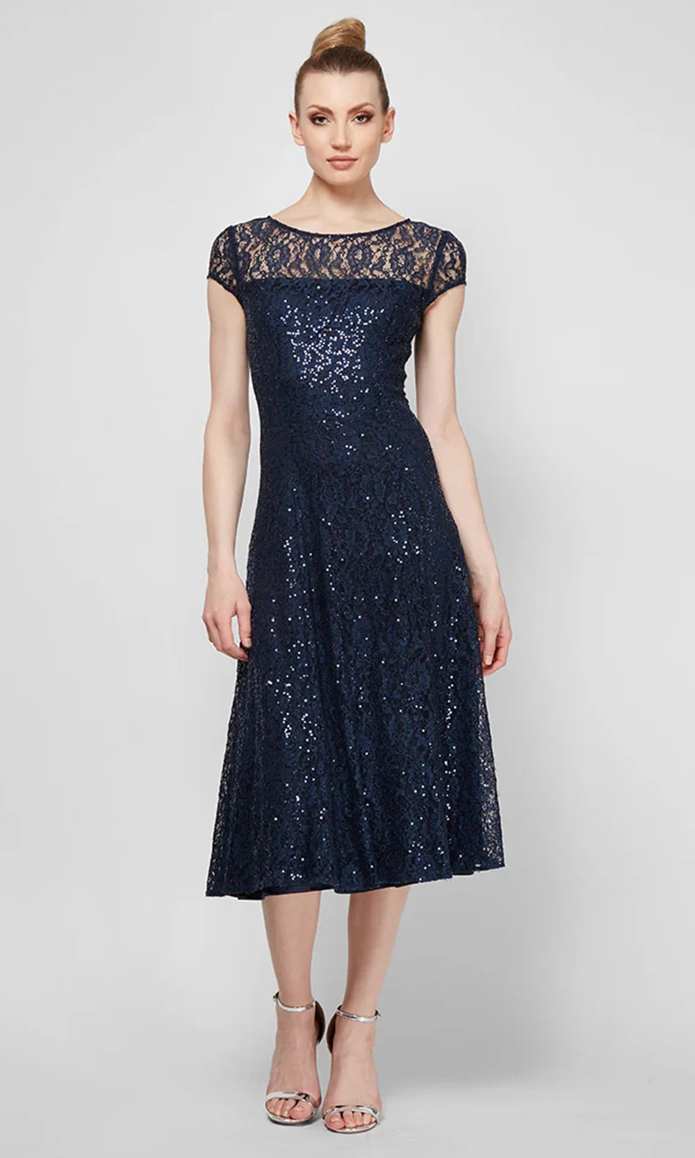 S.L. Fashions Dresses (SLNY) 9219129 - Scoop Neck Lace A-Line Dress Party Dresses