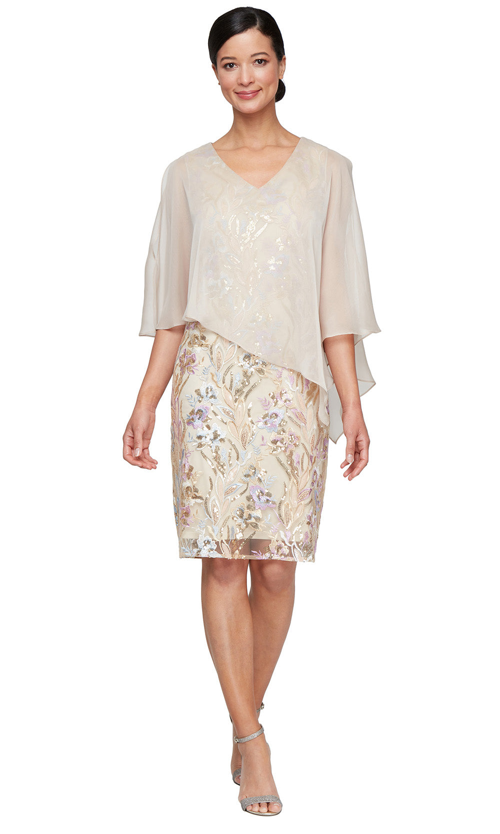S.L. Fashions Dresses (SLNY) 9120315 - Cape Overlay Embroidered Dress Mother of the Bride Dresses