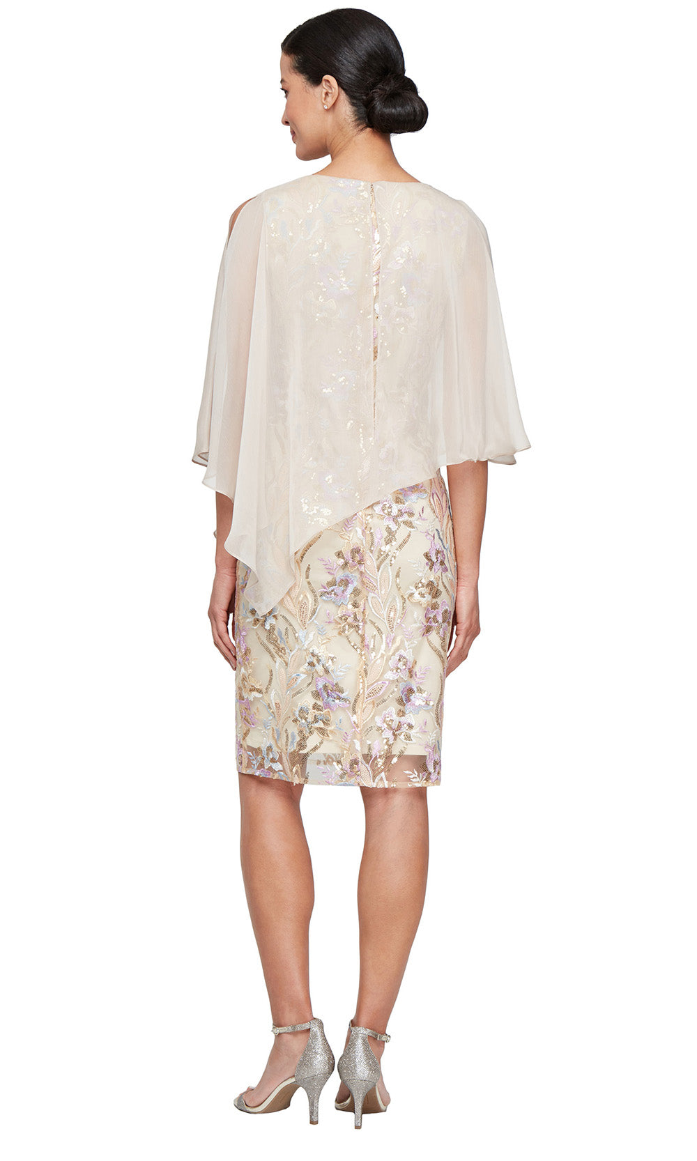 S.L. Fashions Dresses (SLNY) 9120315 - Cape Overlay Embroidered Dress Mother of the Bride Dresses