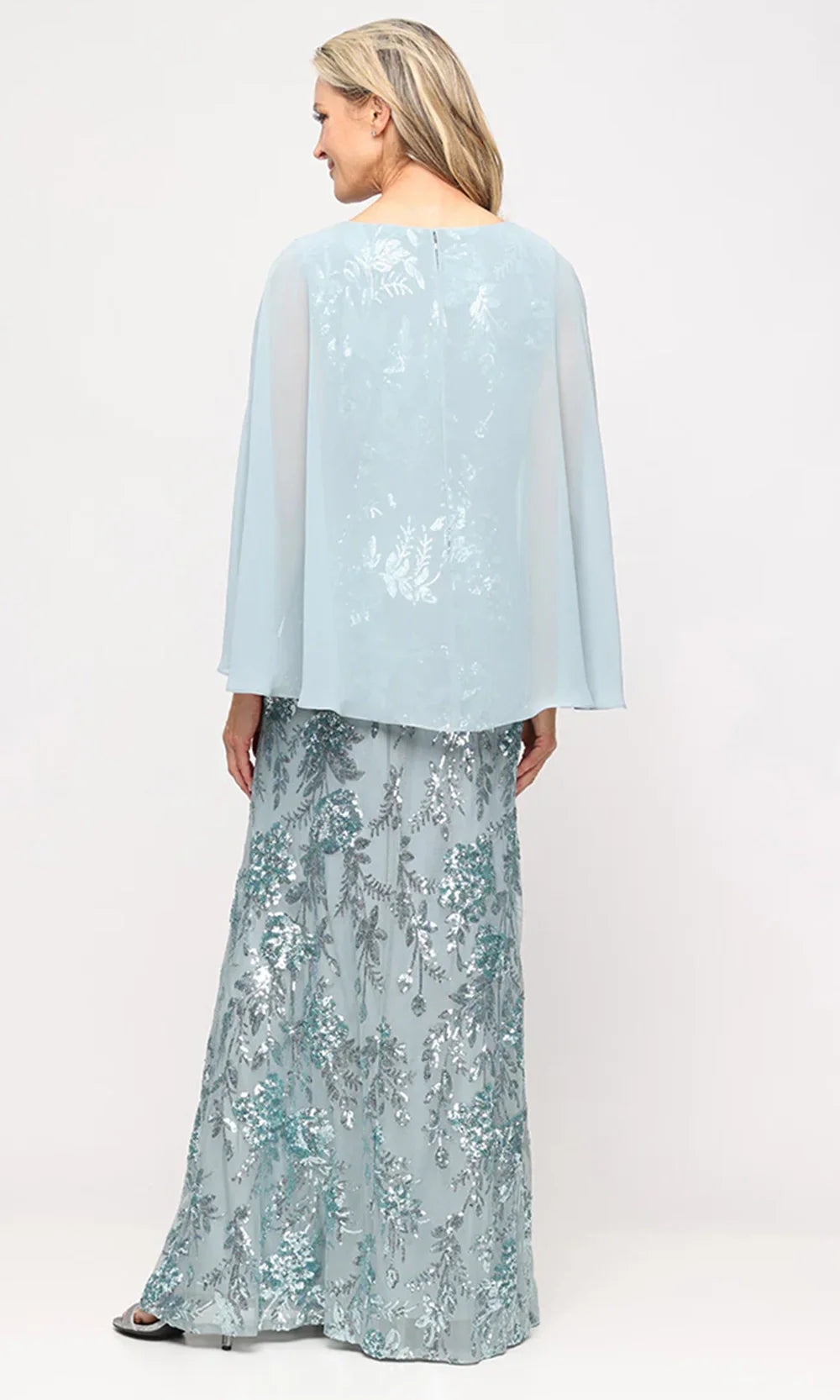 S.L. Fashions Dresses (SLNY) 9420348 - Sequin Embellished Capelet Dress Mother Of The Bride Dresses in Green 