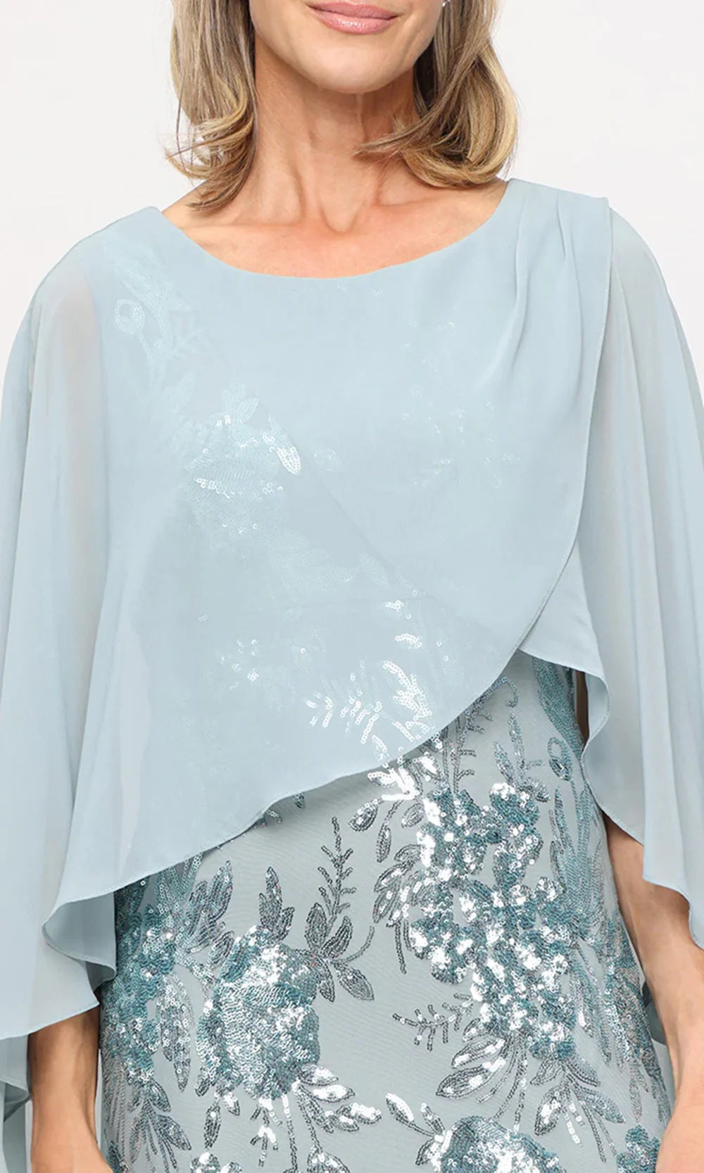 S.L. Fashions Dresses (SLNY) 9220348 - Tulip Overlay Scoop Neck Dress Mother of the Bride Dresses in Green 