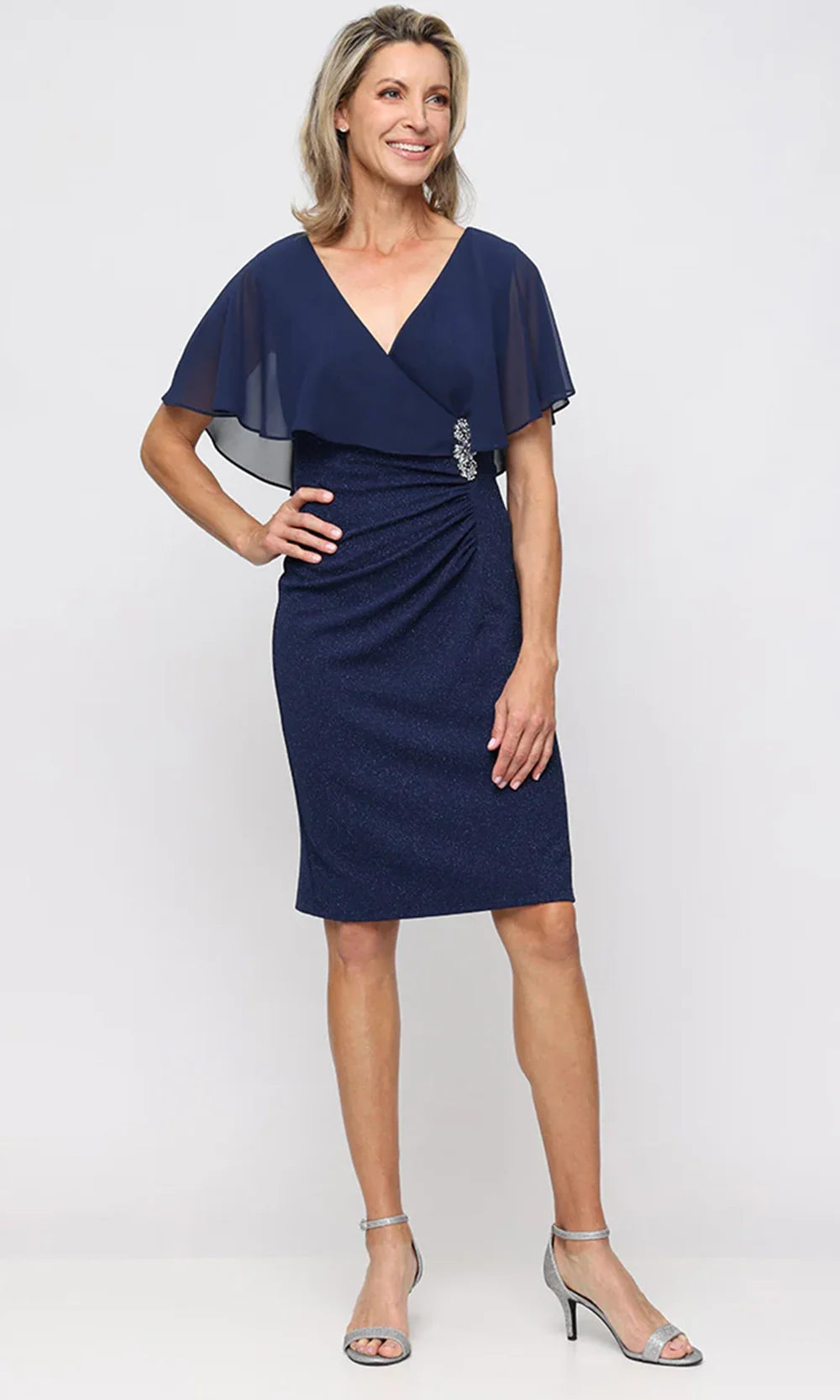 S.L. Fashions Dresses (SLNY) 9427334 - V-Neck Knee-Length Dress Cocktail Dresses in Blue 