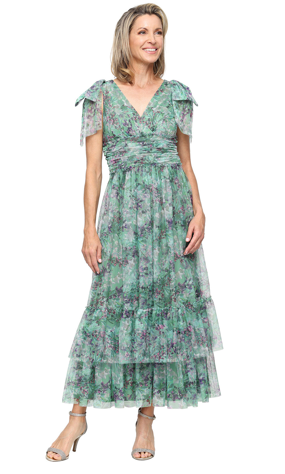 S.L. Fashions Dresses (SLNY) 9132148 - Double Tier Hem Floral Dress Party Dresses