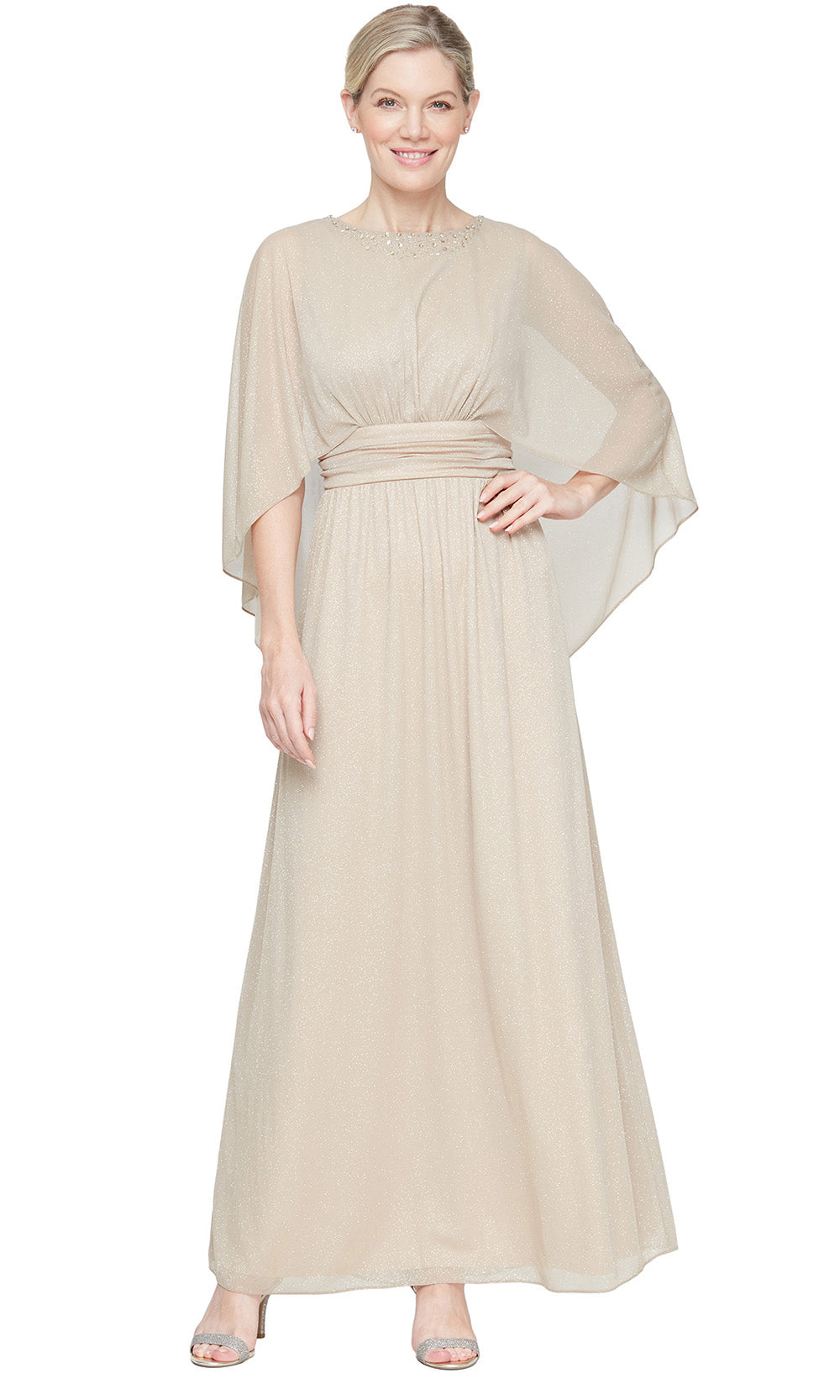 S.L. Fashions 9133253 - Embellished Jewel Neckline A-line Gown Wedding Guest