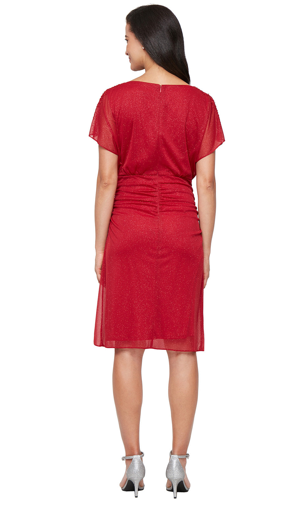 S.L. Fashions 9133274 - Blouson Bodice Short Sleeve Knee-Length Dress Cocktail Dresses