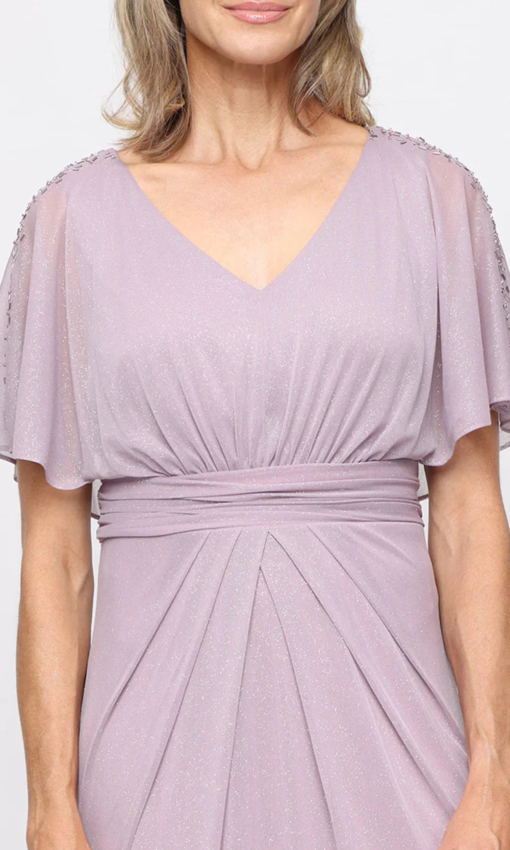 S.L. Fashions Dresses (SLNY) 9233287 - Beaded Ornate Ruched Waist Dress Mother of the Bride Dresses in Purple 