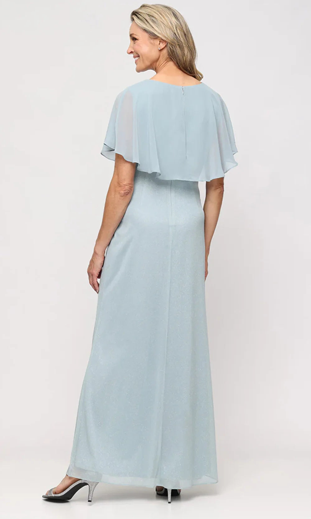 S.L. Fashions Dresses (SLNY) 9133289 - Surplice V-Neck Long Column Dress Mother Of The Bride Dresses in Sage and 